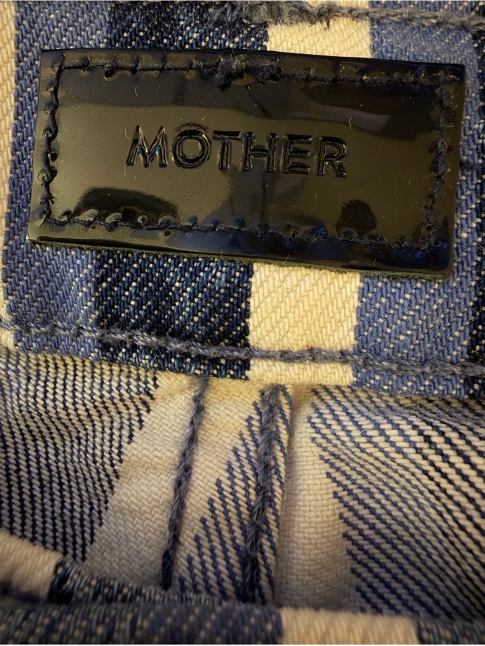MOTHER The Patch Pocket Twister Sneak Mid-Rise Stripe Wide Leg Jeans 29 NWOT - Picture 6 of 10